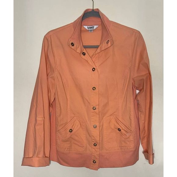 blast Jackets & Blazers - VTG Womens Blast Coral Light Jacket Size Medium Stretch With Pockets‎ Snap Front